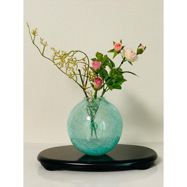 【 未使用 】KITAICHI GLASS (北一硝子)  花器 + 薔薇の花束