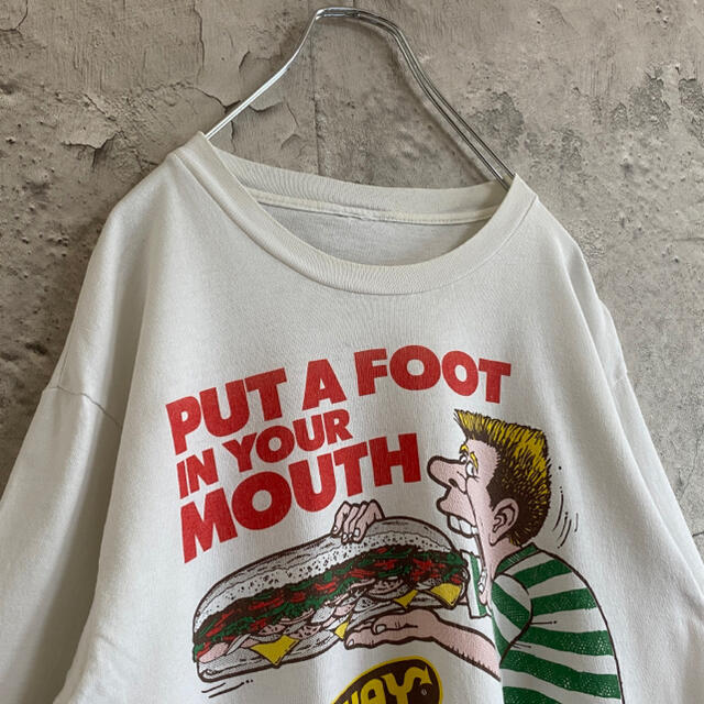80s SUBWAY 企業ロゴ プリント Tシャツ 半袖 古着 白 アメリカ古着 | フリマアプリ ラクマ