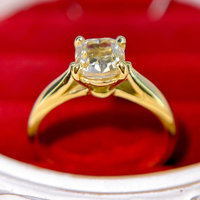 クッションカット 天然イエローダイヤモンドD1.020ct K18YG  SI2 レディースのアクセサリー(リング(指輪))の商品写真