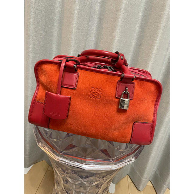 ロエベ　loewe アマソナ　28 トリコロール　スエード　レッド　オレンジ