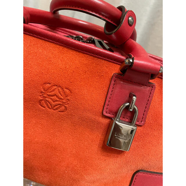 ロエベ loewe アマソナ 28 トリコロール スエード レッド オレンジ