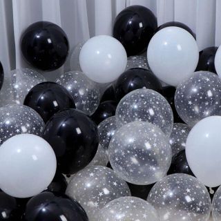 星柄クリアバルーン 風船 バルーン 誕生日お祝い 誕生日 (12個入り)白黒(ウェルカムボード)