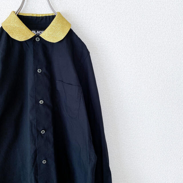 BLACK COMME des GARCONS 丸襟ブラウス 黒×金 BLACK COMME des GARCONS 丸襟ブラウス 黒×金