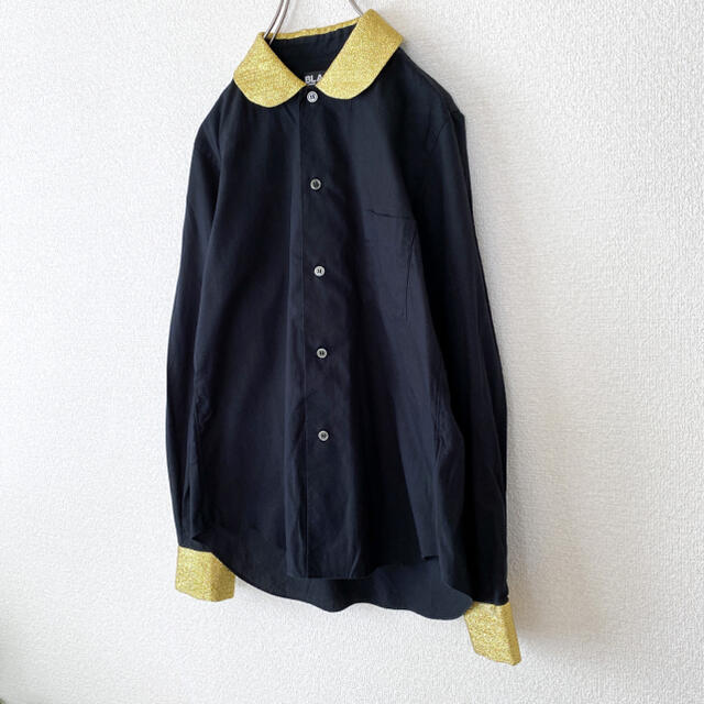 BLACK COMME des GARCONS 丸襟ブラウス 黒×金 BLACK COMME des GARCONS 丸襟ブラウス 黒×金