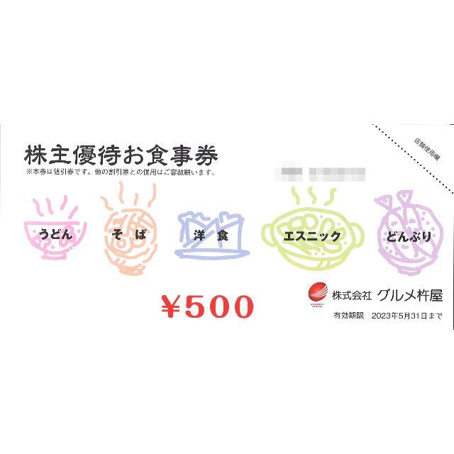 グルメ杵屋 株主優待お食事券10000円分(500円券×20枚)23.5.31迄 チケットの優待券/割引券(ショッピング)の商品写真