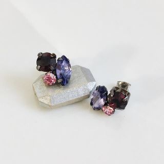 Retro ＊ purple stone pierce(ピアス(両耳用))