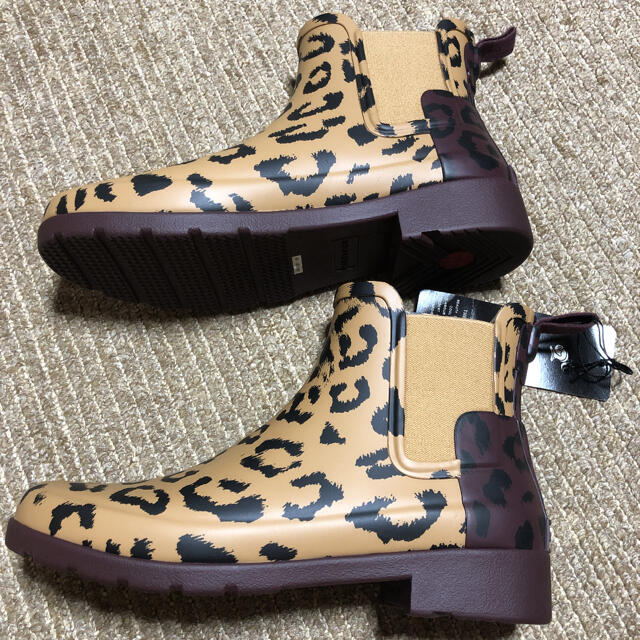 未使用 HUNTER ハンター ヒョウ柄レインブーツ