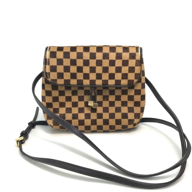 ルイヴィトン LOUIS VUITTON ガゼル M92130 ダミエソバージュ ポシェット ショルダーバッグ ハラコ/レザー ブラウン