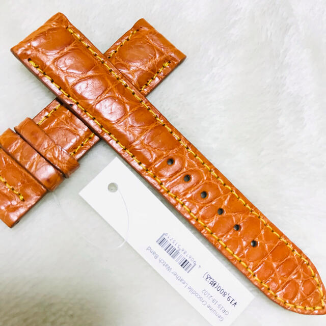 2102#19mm-18mmオレンジ★本物クロコダイル腕時計用ベルト