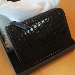 トウカゲン シャイニングクロコダイル コンパクトウォレット 黒