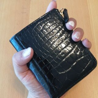 トウカゲン シャイニングクロコダイル コンパクトウォレット 黒