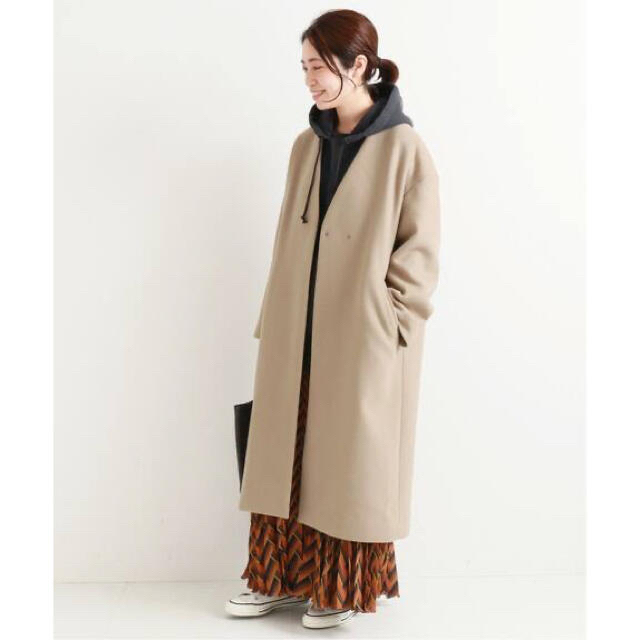 21AW IENA MANTECO ノーカラーコート 38 グレー-