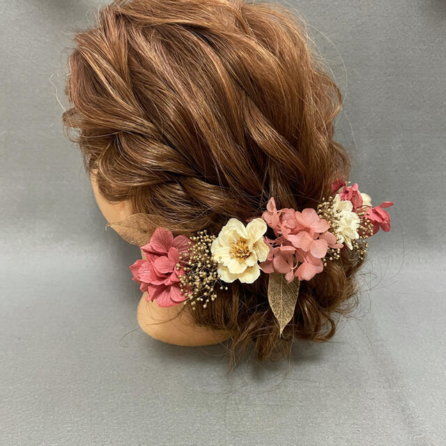 ✴︎ドライフラワー髪飾り✴︎和装髪飾り成人式髪飾りピンク振袖結婚式ウェディングの通販 by ulu shop｜ラクマ