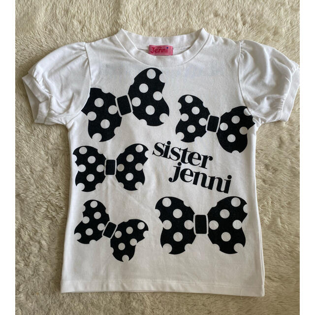 JENNI(ジェニィ)の【お値下げ中】sisterjenni リボンロゴTシャツ 110 ホワイト キッズ/ベビー/マタニティのキッズ服女の子用(90cm~)(Tシャツ/カットソー)の商品写真