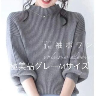 カワイイ(cawaii)の極美品　cawaii 袖ポワンとオフネックのリブニットトップス　グレーM(ニット/セーター)