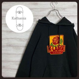 エクストララージ(XLARGE)の【人気モデル】エクストララージ　バラ　ボックスロゴ　ブラック　スウェットパーカー(パーカー)