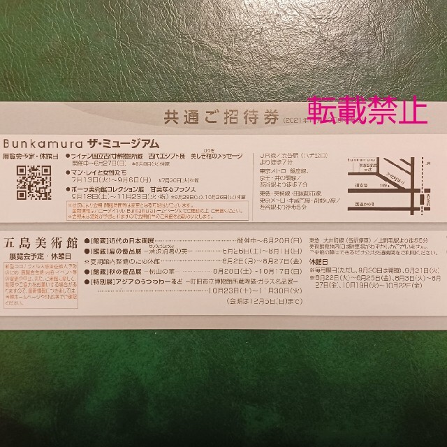 1枚 マン・レイと女性たち展 Bunkamura/五島美術館 共通招待券 チケットの施設利用券(美術館/博物館)の商品写真