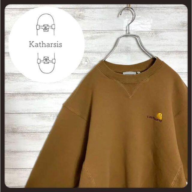 carhartt(カーハート)の【アースカラー】カーハートWIP ブラウン　刺繍ロゴ　ワンポイント　スウェット メンズのトップス(スウェット)の商品写真