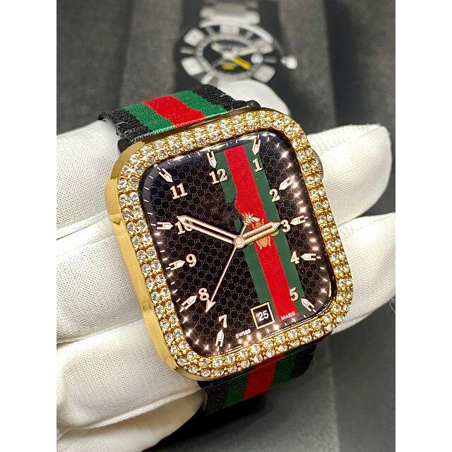 アップルウォッチ 最高ランクダイヤカバー　ナイロンレザー  ベルトセット レディースのファッション小物(腕時計)の商品写真
