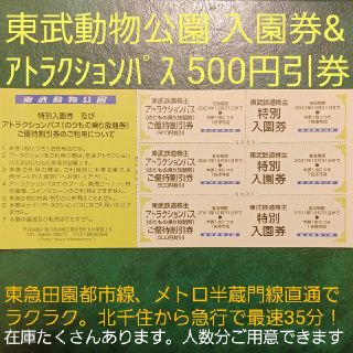 2枚 東武動物公園 入園券&アトラクションパス割引券 株主優待券(遊園地/テーマパーク)