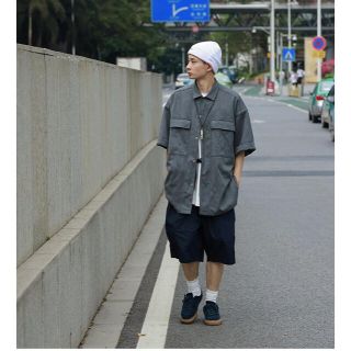 ワンエルディーケーセレクト(1LDK SELECT)のPIN SKTBS Wool short shirts gray S ah.h(シャツ)