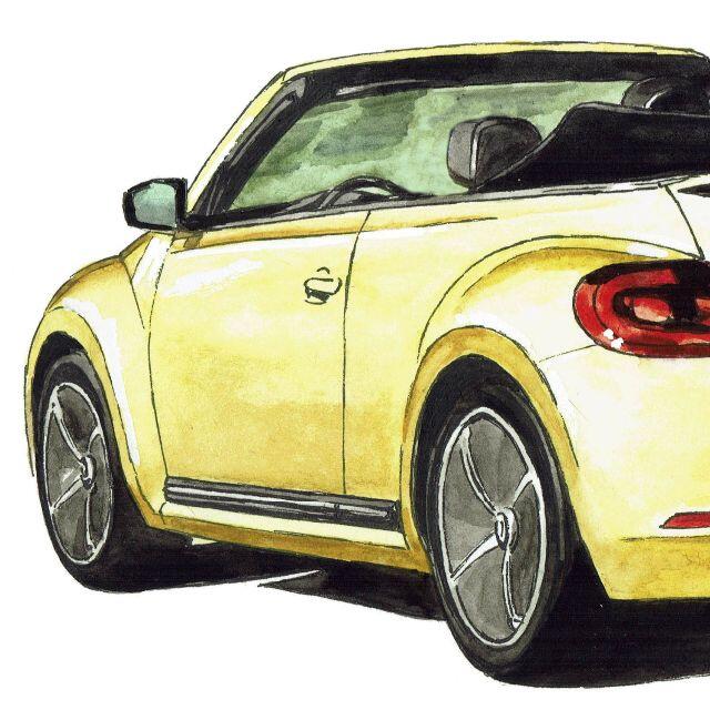 GC-1548 VWビートル/ゴルフ限定版画サイン額装作家平右ヱ門 3