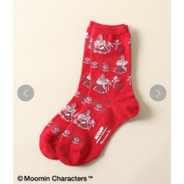 AfternoonTea(アフタヌーンティー)のMoomin×Afternoon Tea×GUNZE/クルーソックス レッド レディースのレッグウェア(ソックス)の商品写真