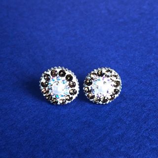 ハンドメイド ピアス スワロフスキー スモーキークォーツ(ピアス)