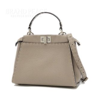 フェンディ(FENDI)のフェンディ ピーカブー ミニ セレリア パイソン グレージュ 8BN244(ハンドバッグ)