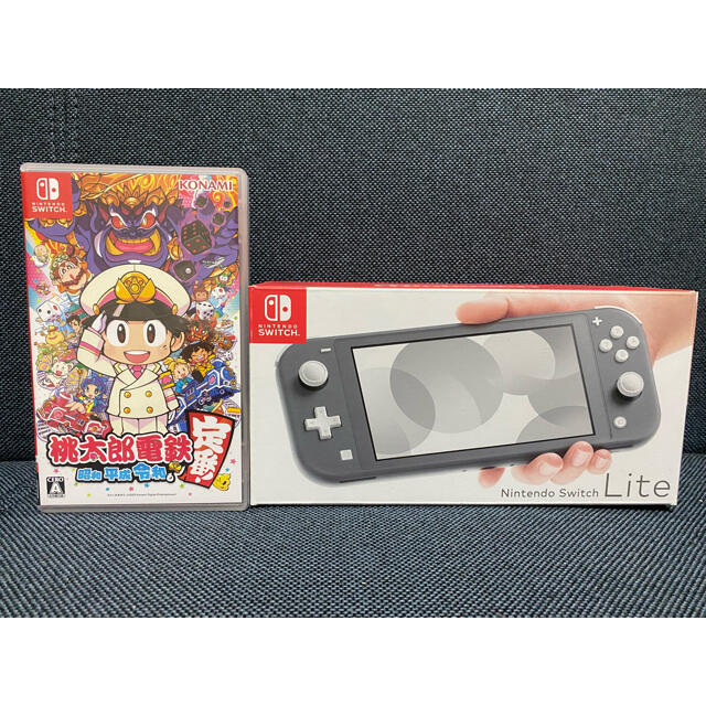 Nintendo Switch(ニンテンドースイッチ)のNintendo Switch Light（グレー）  桃太郎電鉄ソフト エンタメ/ホビーのゲームソフト/ゲーム機本体(家庭用ゲームソフト)の商品写真