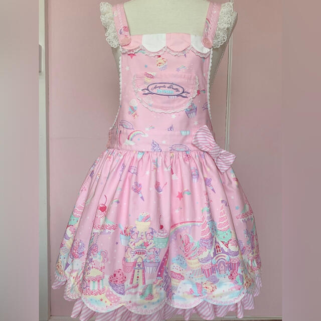 Angelic Pretty(アンジェリックプリティー)のMilky Planetサロペット・靴下2点セット レディースのワンピース(ひざ丈ワンピース)の商品写真