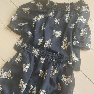 ジルスチュアート(JILLSTUART)のジルスチュアート　セットアップ　ワンピース　花柄　ネイビー　オフショル　JILL(ロングワンピース/マキシワンピース)