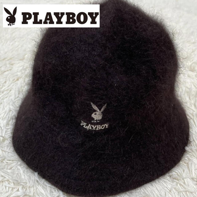 PLAYBOY(プレイボーイ)の帽子 レディース メンズ バケットハット プレイボーイ 秋 冬 ブラック レディースの帽子(ハット)の商品写真