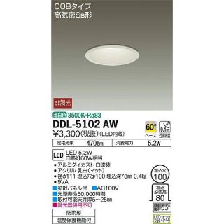 【美品】大光電機 ダウンライト DDL-5102AW 2個セット(天井照明)