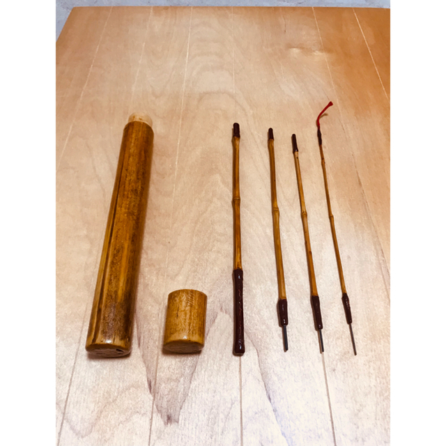 和竹  タナゴ竿　4本紡　手作り品　竿ケース付き　カシュー塗り