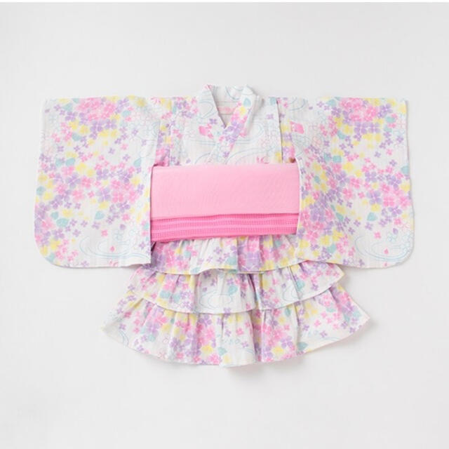 【新品未使用】メゾピアノ紫陽花柄浴衣ドレス（サイズ100）