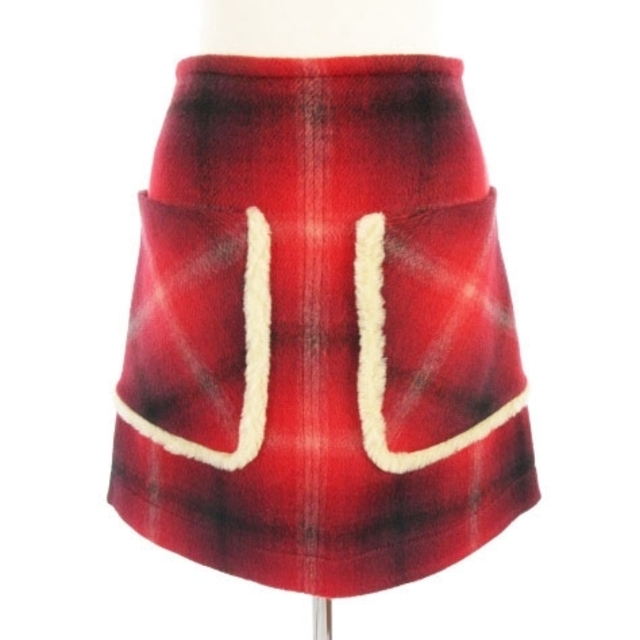 ヌメロヴェントゥーノ N°21 スカート ミニ丈 台形 チェック柄 赤系 40約98cmスカート丈
