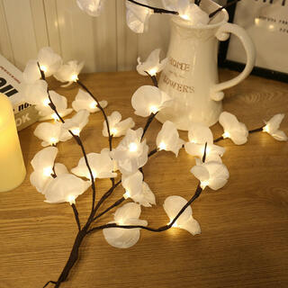 2個✨曲がるお花とツリーのランプ LEDライト 電池で光る！ 木の枝モチーフ(蛍光灯/電球)