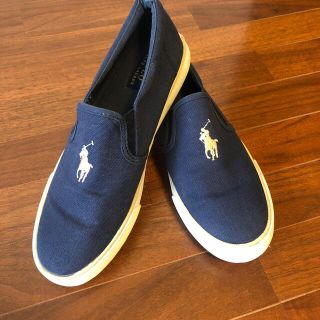 ポロラルフローレン(POLO RALPH LAUREN)のPOLO Ralph Lauren キャンバススリッポン 紺 24.5cm(スニーカー)