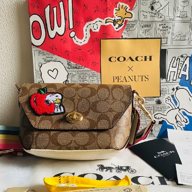 SNOOPYコーチ X スヌーピーコラボ♡ワッペンショルダーミニバックcoach限定商品