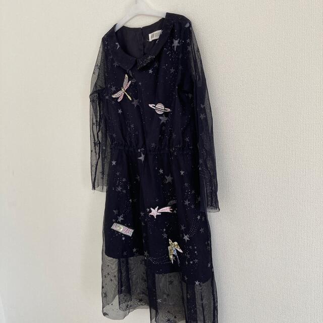 H&M(エイチアンドエム)の【美品】H&M レースワンピース　黒　サイズ120 キッズ/ベビー/マタニティのキッズ服女の子用(90cm~)(ワンピース)の商品写真