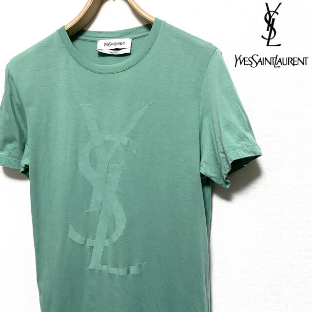 YVES SAINT LAURENT☆YSLロゴTシャツ☆グリーン☆イタリア製