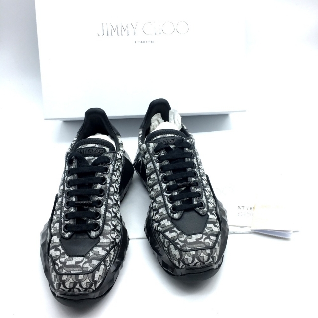 JIMMY CHOO(ジミーチュウ)のジミーチュウ JIMMY CHOO 20SS 193 ダイヤモンド シューズ スニーカー レザー シルバー シルバー×ブラック 未使用 レディースの靴/シューズ(スニーカー)の商品写真