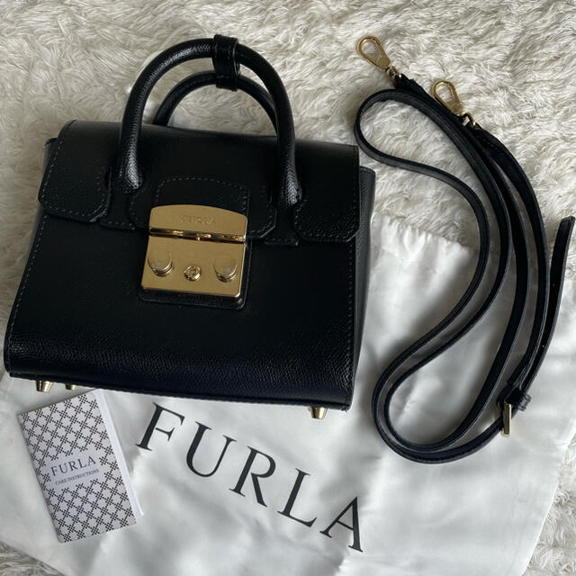 人気】FURLA メトロポリス 2WAYバッグ 黒 サッチェル - ショルダーバッグ