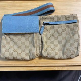 グッチ(Gucci)のGUCCI ボディバッグ ウエストポーチ 水色(ボディーバッグ)