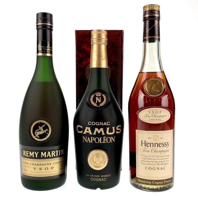 3本 REMY MARTIN CAMUS Hennessy コニャック 食品/飲料/酒の酒(ウイスキー)の商品写真