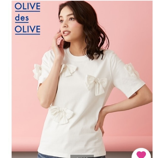 OLIVEdesOLIVE(オリーブデオリーブ)の大きいサイズ 綿100％リボン付Ｔシャツ オリーブ・デ・オリーブ10L レディースのトップス(Tシャツ(半袖/袖なし))の商品写真