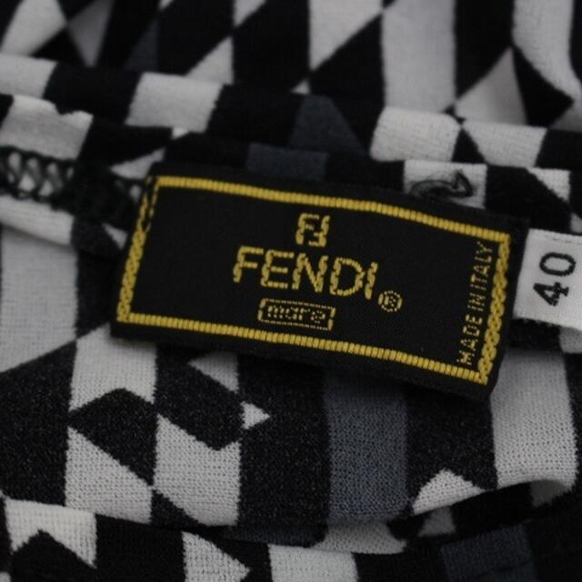 FENDI(フェンディ)のフェンディ ワンピース ノースリーブ 膝丈 総柄 40 L 黒 ブラック 白 レディースのワンピース(ひざ丈ワンピース)の商品写真