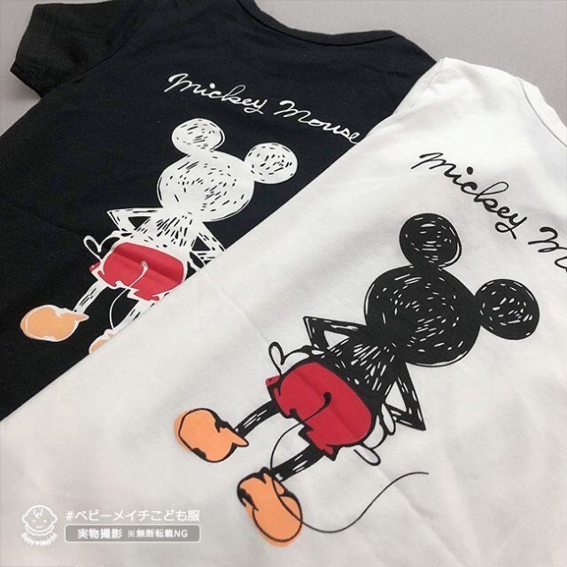 ミッキー半袖ロンパース〔60/70/80〕ディズニー 親子Tシャツ お揃い ペア キッズ/ベビー/マタニティのベビー服(~85cm)(ロンパース)の商品写真