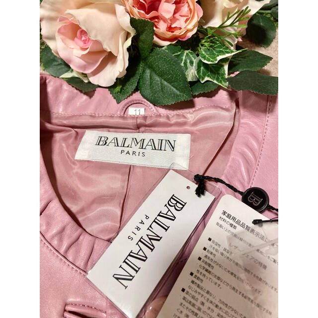 BALMAIN(バルマン)の新品❤️BALMAIN♡バルマン❤️ラム レザー ノーカラージャケット レディースのジャケット/アウター(ノーカラージャケット)の商品写真